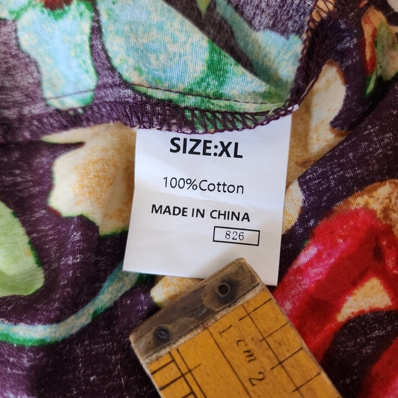 Boutique Purple Floral Embroidered Multicolor Women's Puff Sleeve Top XL - Picture 10 of 13